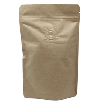 

DHL 300Pcs/Lot Brown Stand Up Kraft Paper Pure Aluminum Foil Coffee Beans Bag With Air Evacuation Valve Ziplock Packaging Bags