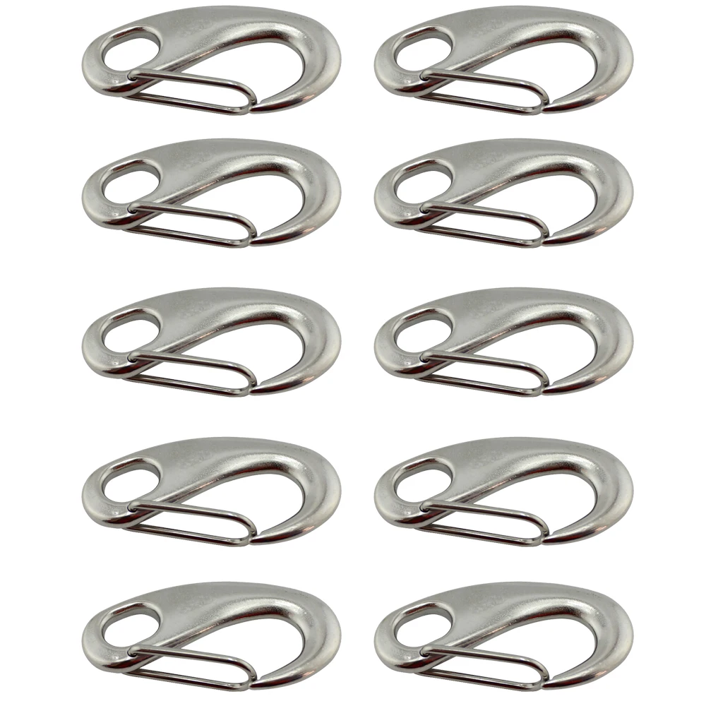 

Marine Stainless Egg Shape Spring Snap Hook clip Quick Carabiner Buckle Oval eye shackle Lobster Claw 10pcs 40mm 50mm 70mm 100mm