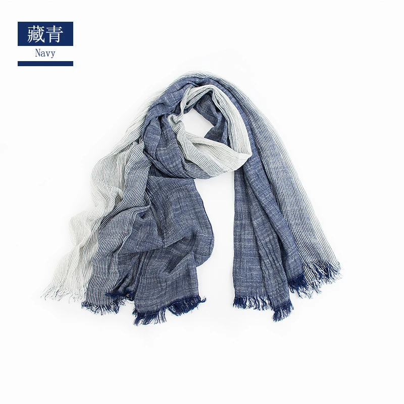 mens blanket scarf Unisex Men Women Ombre Shawl Spring Summer Cotton Blend Gradient Scarves Hijab Casual Male Scarves Crinkle Global Scarf YG367 mens linen scarf