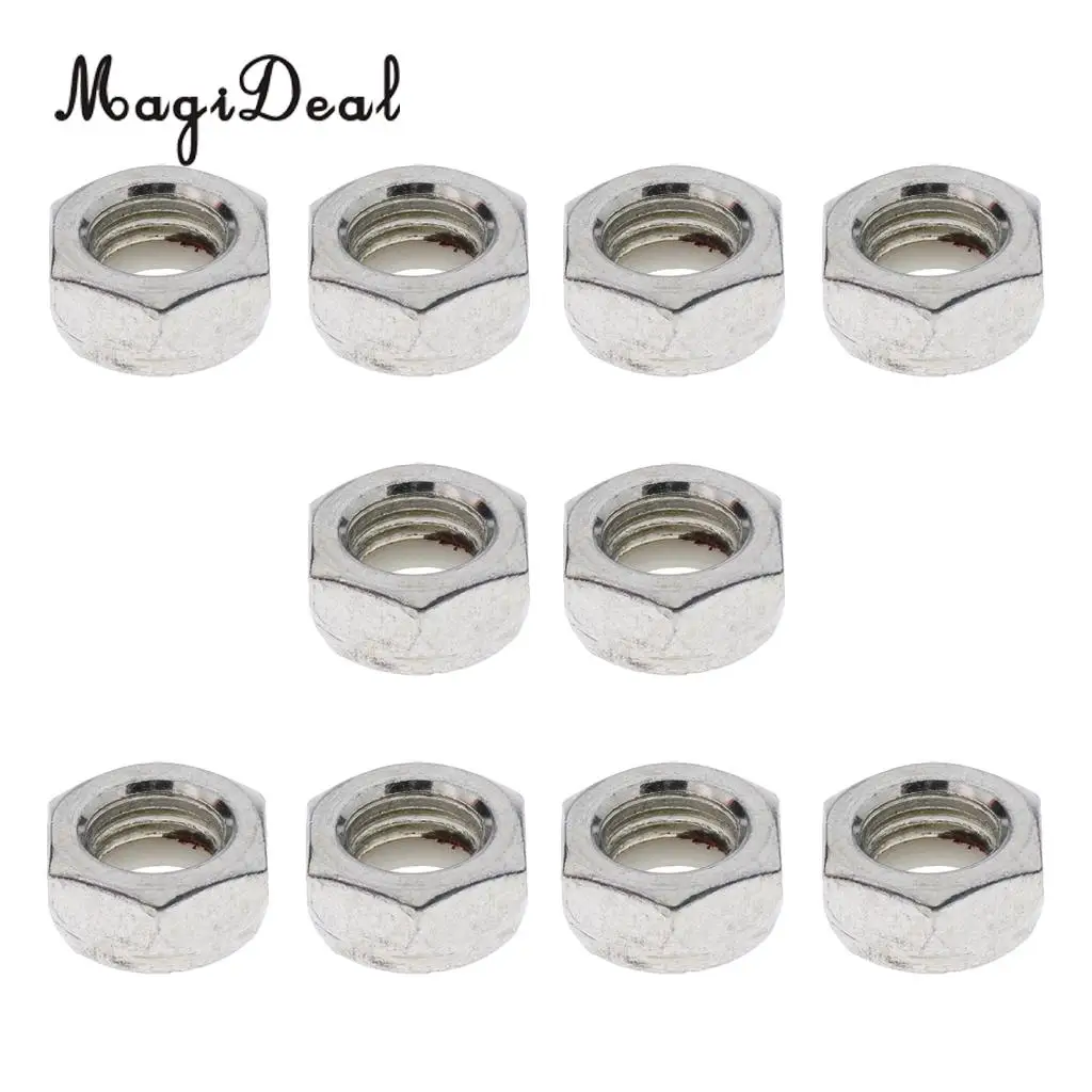MagiDeal 10pcs Durable Skateboard Longboard Truck Wheel Axle Mounting Screw Nuts Replacement for Longboard Hardware Accessories
