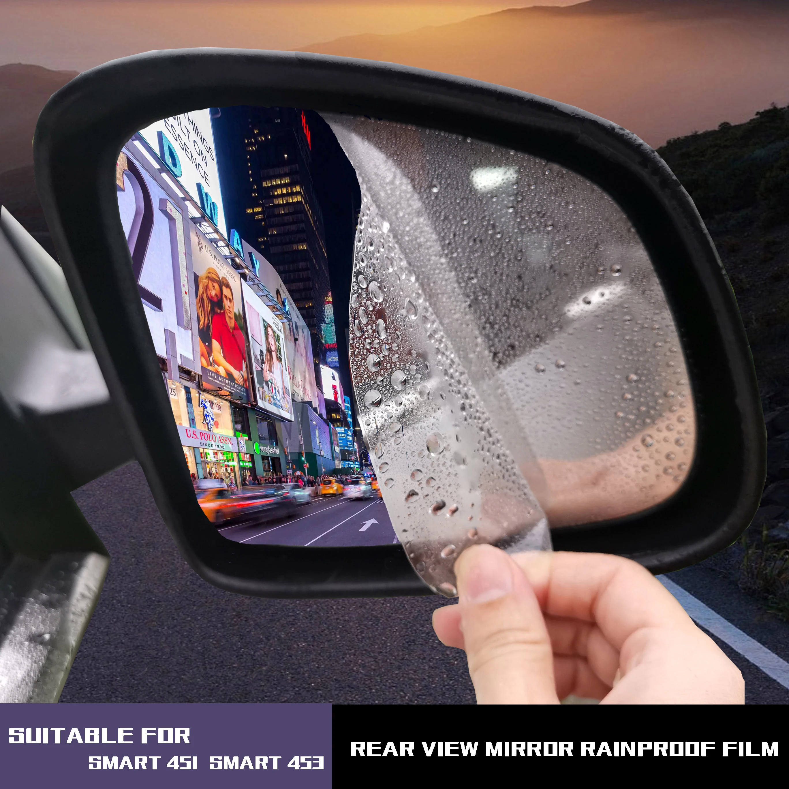 2 шт., Автомобильное зеркало заднего вида, Защитная пленка для окна, противотуманная, прозрачная, непромокаемая, защита заднего вида для smart 451 453 fortwo forfour