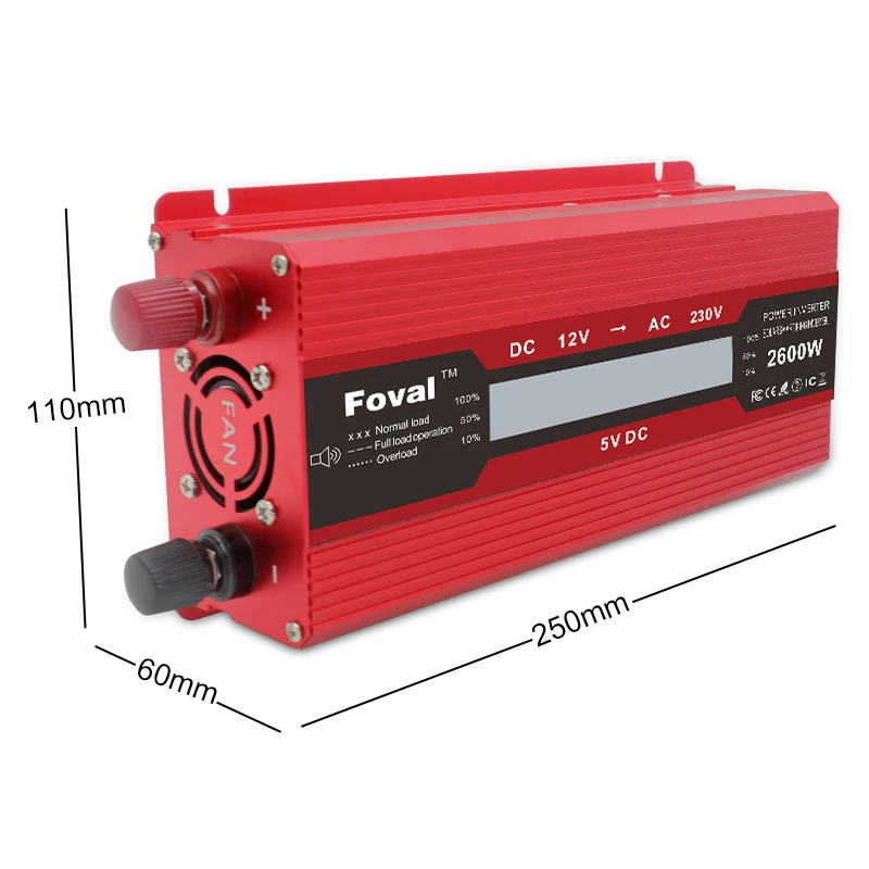  Pantalla LCD adaptador Solar dual 3.1A USB 1500 W/2000W2600W inversores de corriente para coche cc 