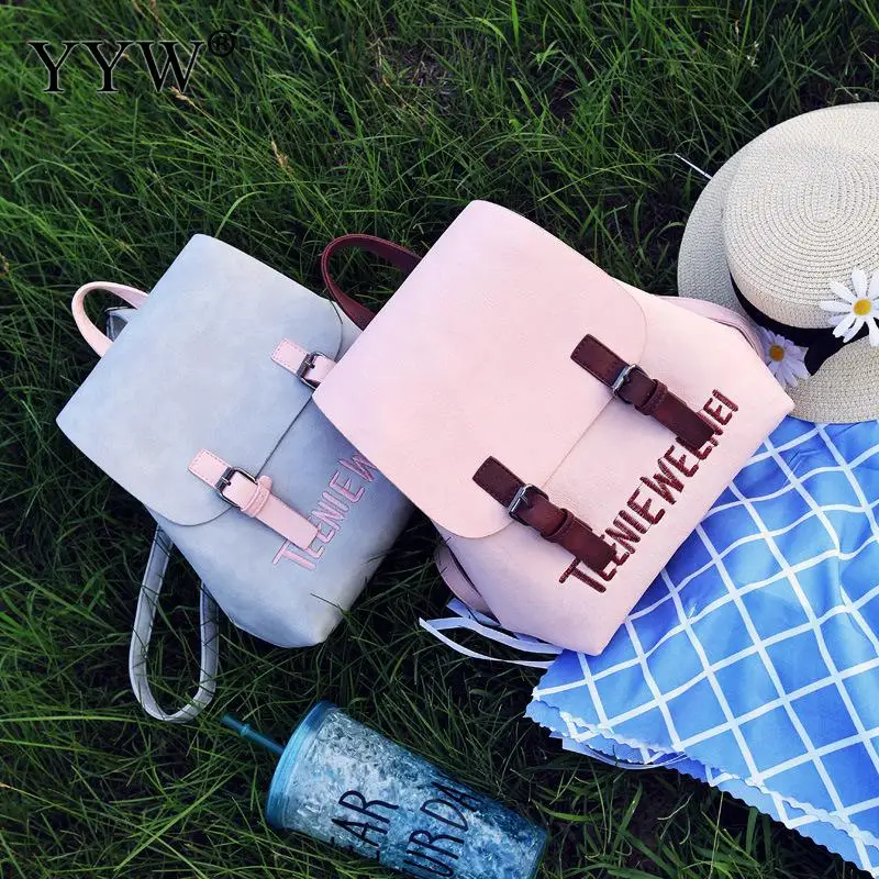 

Korean Solid Pu Leather Backpack Female Magnetic Snap Backpacks For Women Fashion Bags Girls Pink 2018 Mini Travel School Bag