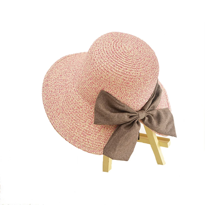 

Sun Hat Of The Ladies Sunshade Beach Hat Female Split Fork Big Bow Fashion Travel Sunscreen Soft Breathable Big Straw Hat
