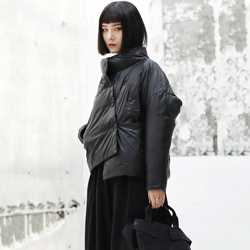 Zll2454 Pleine Le 2018 Nouveau xitao Black Bas Boutonnage Double De Mode Automne Femmes Vers Asymétrique Manteau Cauasl Manches Solide Couleur Corée wEpqn0Hvp