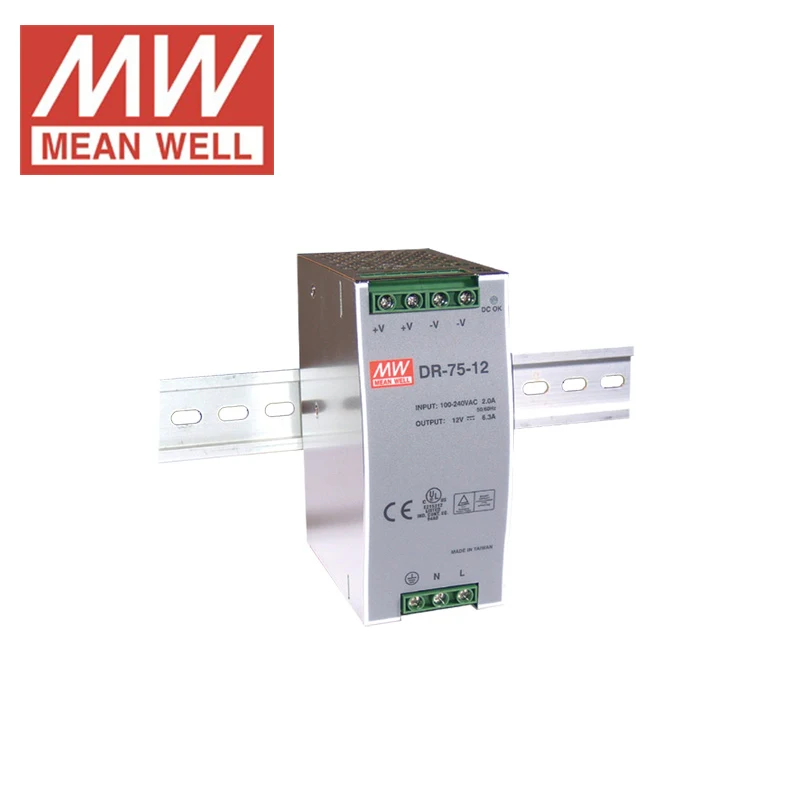 Din rail блок питания 48 В DC 1.6A 75 Вт означает хорошо DR-75-48 источник питания освещение трансформатор драйвер переключатель для светодиодный полосы 48 В 1.6a