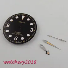 30,4 мм черный циферблат часы циферблат светящиеся знаки автоматические для 2824 2836 часов(циферблат+ руки