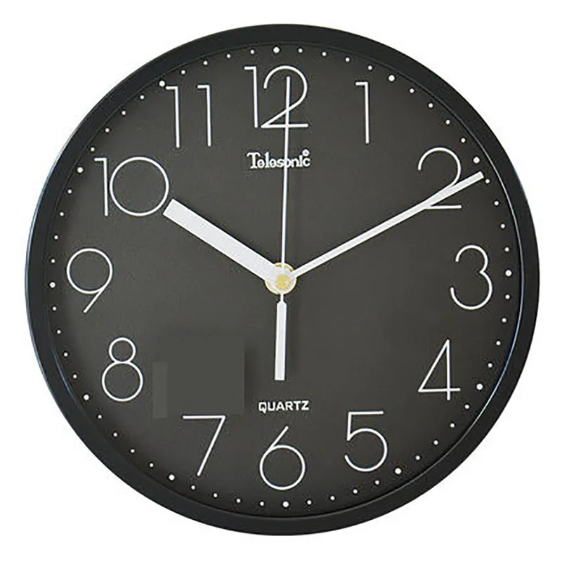 

Black Modern Round Wall Clock Living Room Simple Round Kitchen Wall Watch Mute White Quartz Saati Living Room Decoration W6C0002