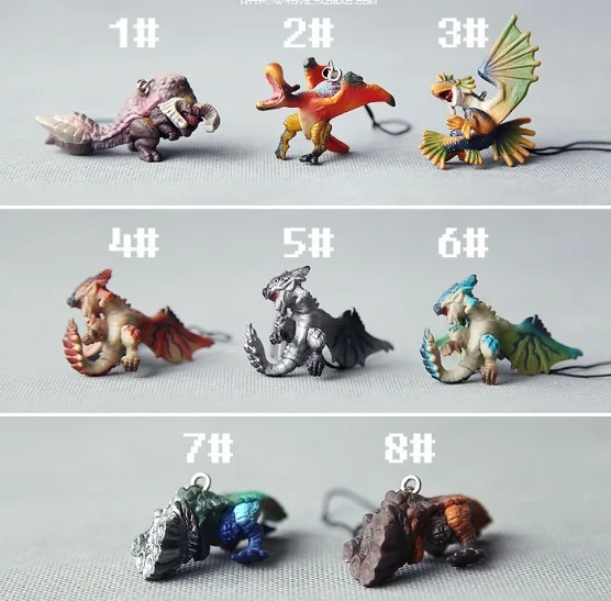 

6pcs 3-5cm no repeat Hunting Magnetrophy PVC toy Japanese monster hunter action figure doll.cartoon anime Airou cat d11