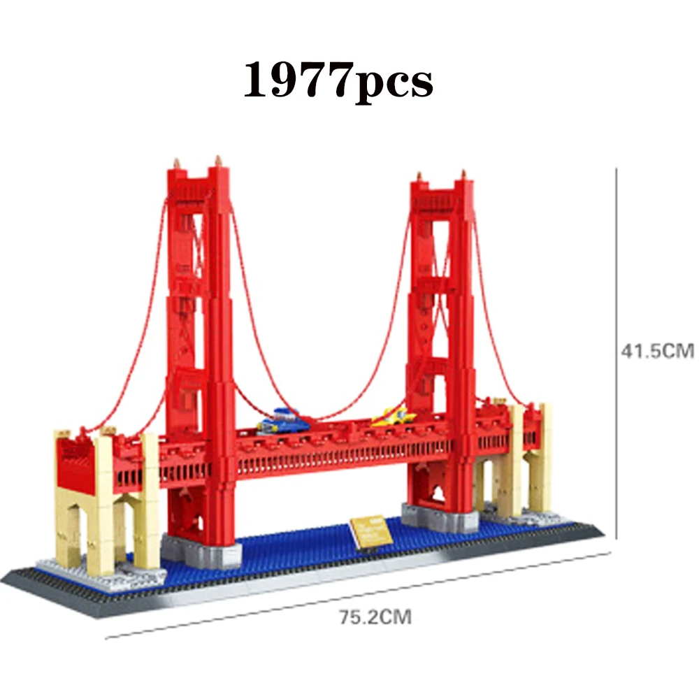 

2019 New 1977Pcs Golden Gate Bridge Model Compatible Legoing Architecture Building Blocks Set Bricks Kids Toys for Gift 8023