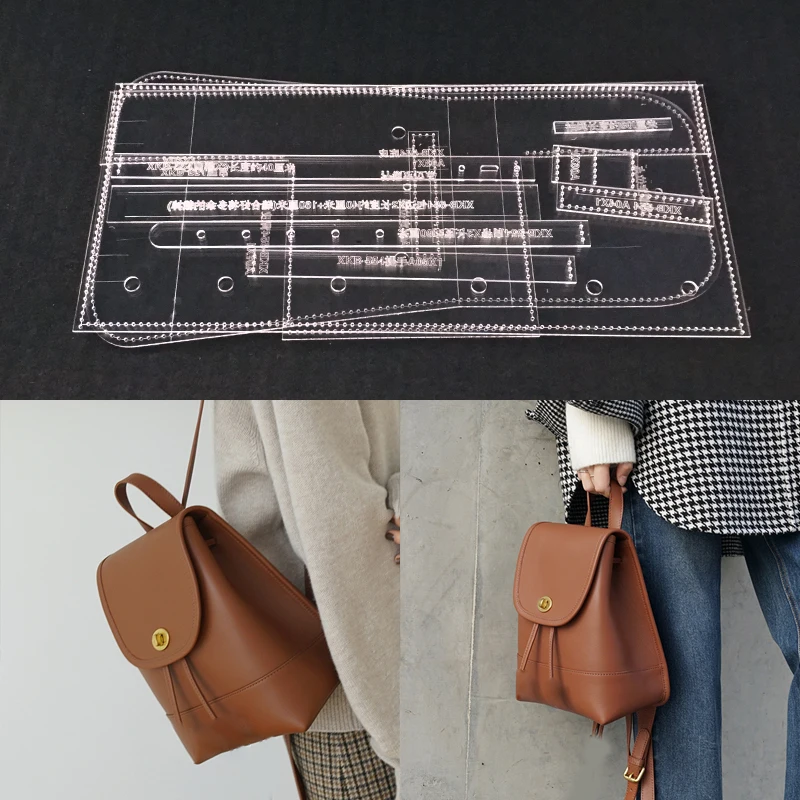 

Acrylic Stencil Laser Cut Template DIY Leather Handmade Craft Shoulder bag Sewing Pattern 170x210x100mm
