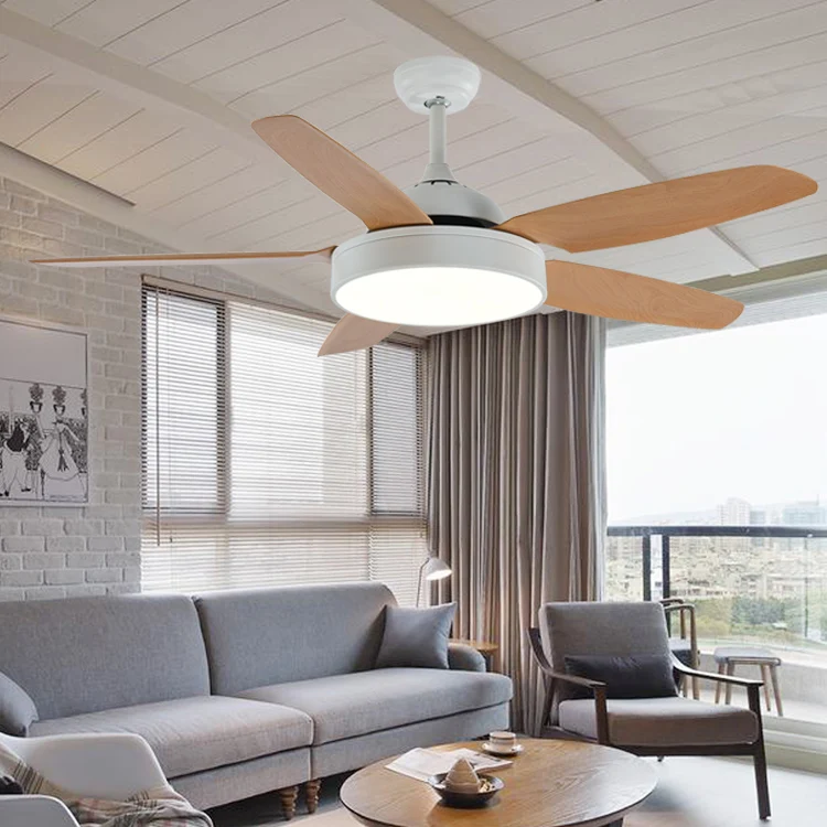 

52 inch Nordic Vintage 5 Blades Ceiling Fan With Lights Remote Control Ventilador De Techo Fan LED Light Bedroom Ceiling Fans