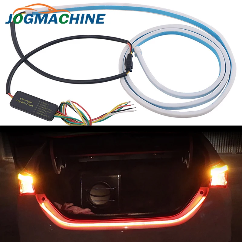 

4 Mode Car Rear LED Trunk Light Strip RGB Auto Turn Signal Flexible Tailgate Luggage Warnning Lamp White Red Blue Yellow