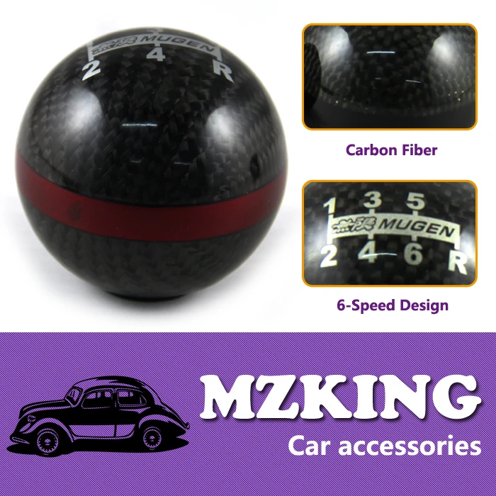 Brand New Car Carbon Fiber 6 Speed Spherical Gear Shift Knob Racing