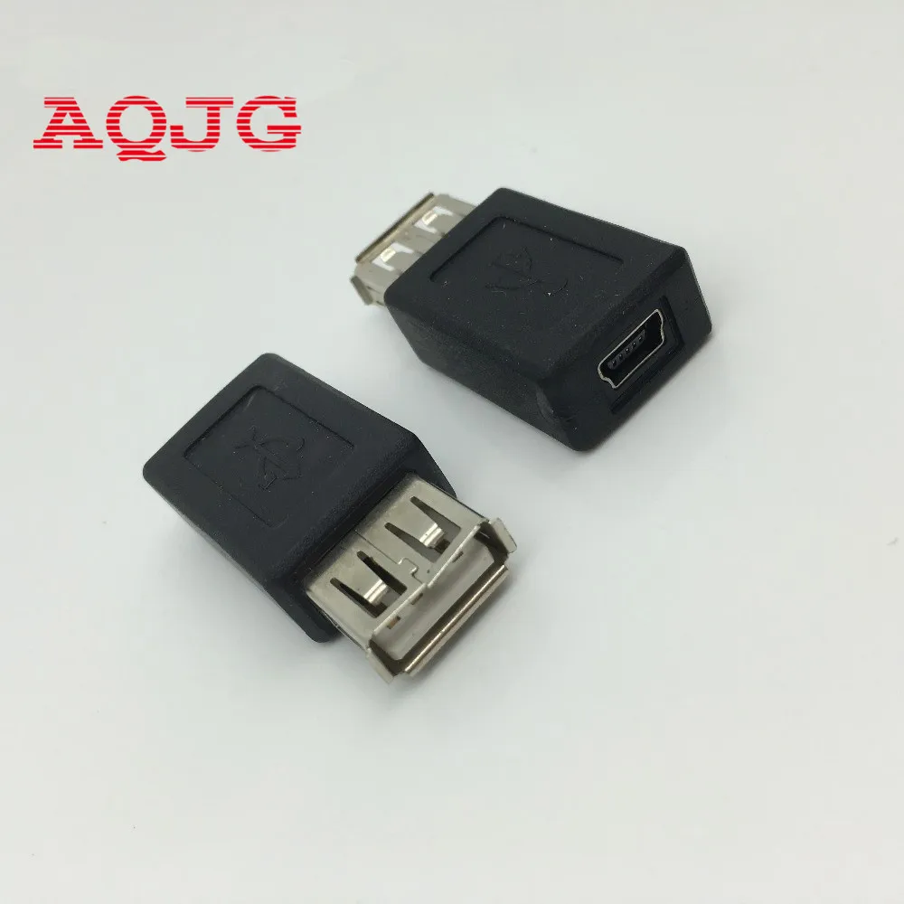 Black USB 2.0 Type A Female to mini USB B Female Adapter Plug Converter