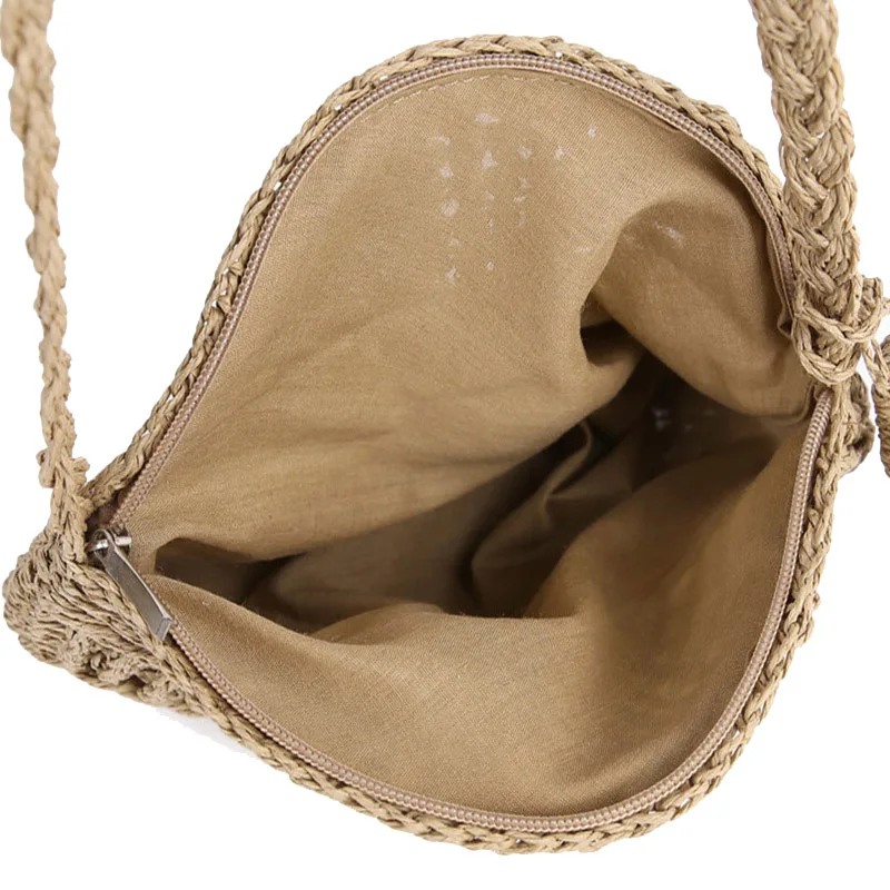Women Straw Bags Bohemian Rattan Female Beach Handbag Circle Lady Weave Messenger Bag Handmade Round Kintted Crossbody SS0397 (1)