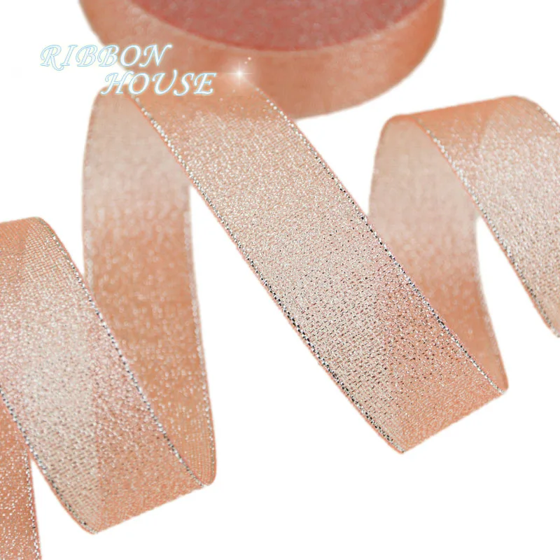 Flesh Pink Metallic Glitter Ribbon - Vibrant Gift Packaging Ribbon Wholesale (25 Yards/Roll, Multiple Widths Available)