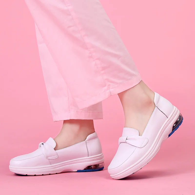 

New wear-resistant shock-absorbing soft bottom white walking shoes increased breathable walking shoes HBG1-HBG7