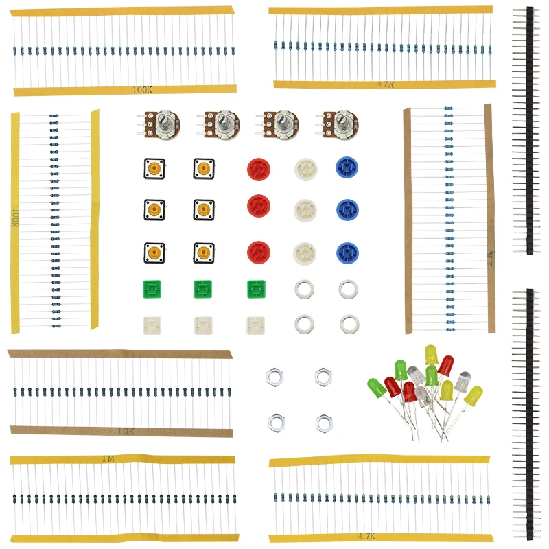 1 компл. Портативный DIY для Arduino Starter Kit UNO R3 светодиодный потенциометра Переключатель штыревой Резистор Комплект Compatile с UNO R3