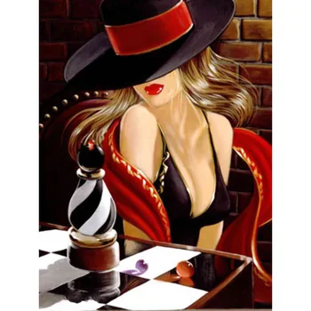 

Diy 2018 5d diamond mosaic Diamond painting cross stitch cool sexy lady with red lip fashion crystal painting rhinestone KBL