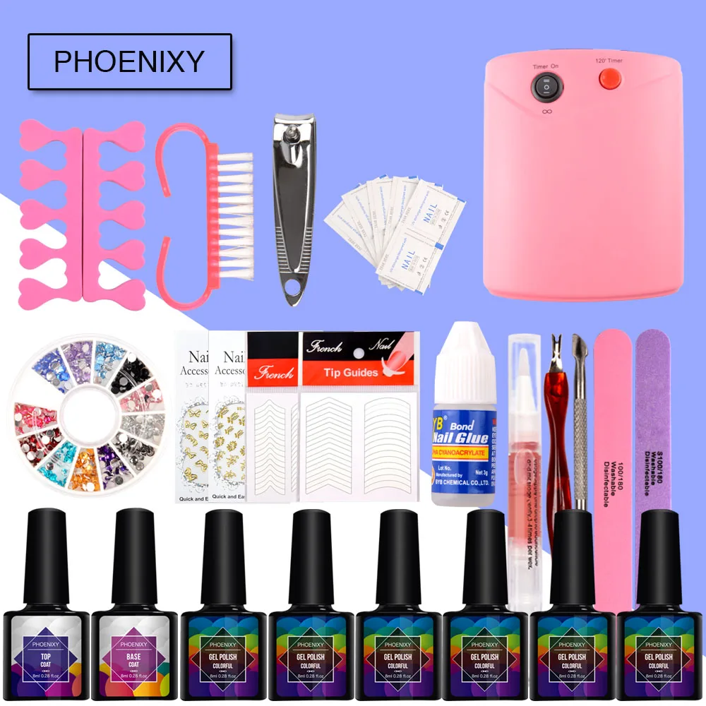 

Nail Set For Manicure Nail Kit Set Gel Varnish Set 6 Color UV Gel Polish 36W LED Lamp Gel Varnish Nail Polish Set UV Machine