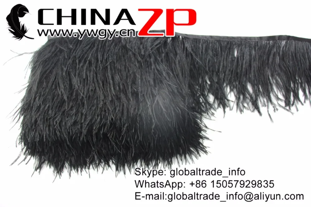 Black Ostrich Feather Trim Fringe (3)