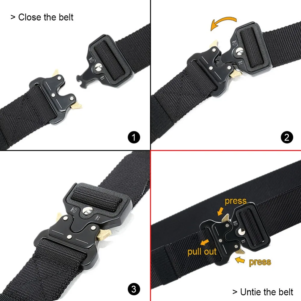 Facecozy Men's Tactical Canvas knitted Automatic Belt Outdoors Hunting Military Equipment Waistband For Man Waist Support