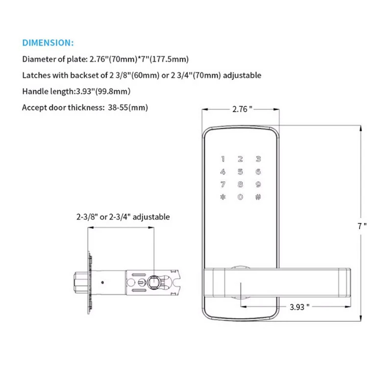 Умный Замок Bluetooth Keyless тачскрин цифровой дверной замок Smart Deadbolt полностью автоматический(с ручкой