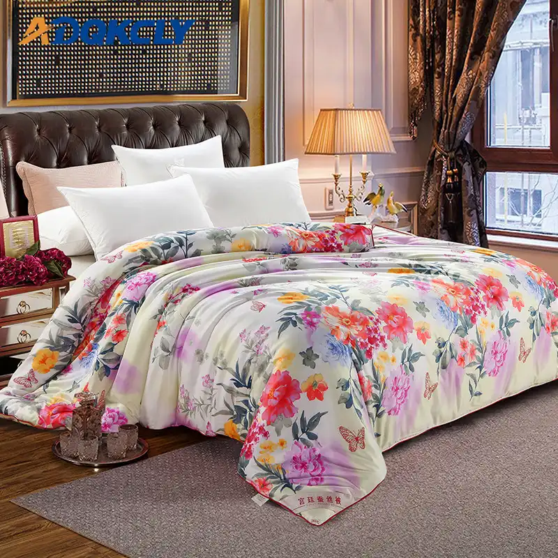 Adqkcly Floral Mulberry Silk Comforter Modal Fabric Handwork