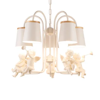 

Country Resin LED Pendant Light Fixtures Creative Angel Hanglamp Modern Hanging Lamp Nordic Lights 5 Heads Bedroom Luminarias