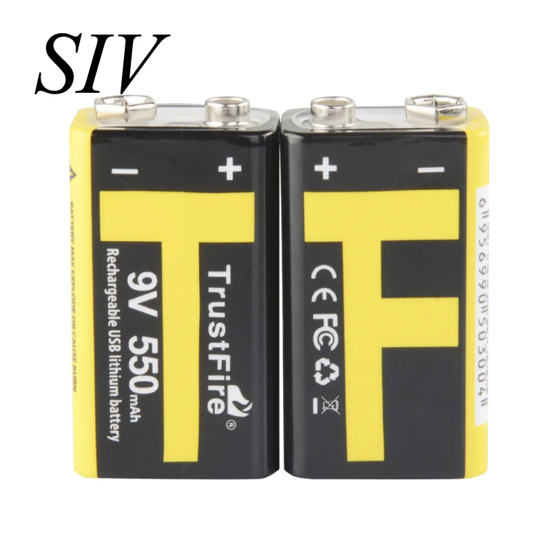 

1Pc 9V 550mAh Rechargeable Lithium Battery USB Charge For Multimeter Microphone