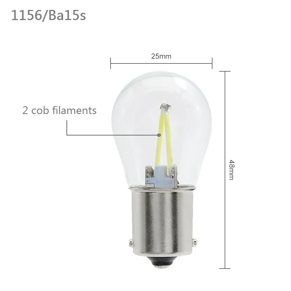 ANBLUB P21W BA15S 1156 1157 BAY15D водить автомобиль задний стоп-сигнал лампы 12V COB лампа накаливания, авто парковочная лампа обратный лампы ДРЛ огни - Испускаемый цвет: 1156 - 2 COB Chips