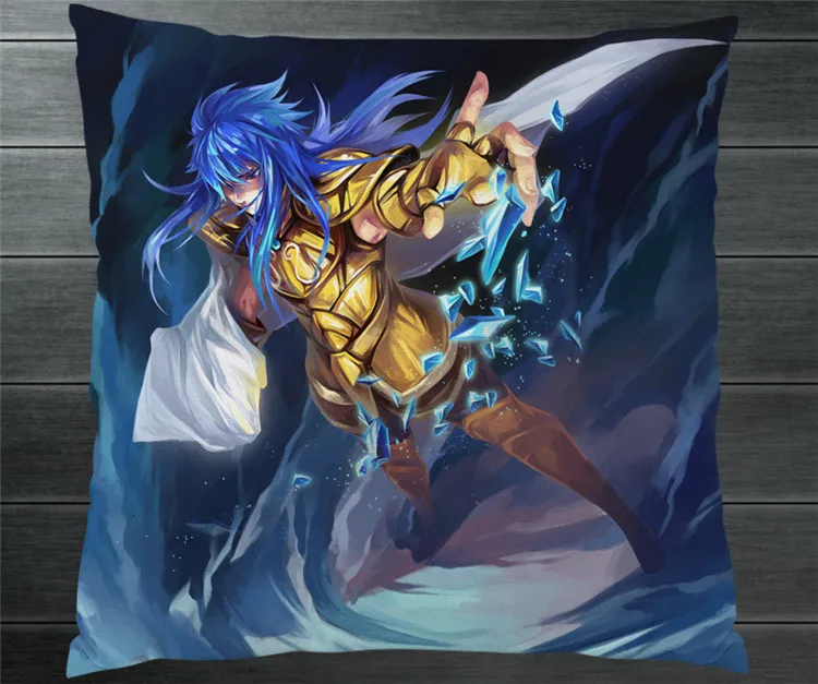 

Saint Seiya Gold Sanit Aquarius Camus Fanart 40*40cm Two Side Pillowcase Pillow Case Cover Cosplay Gift BED/SOFA/CAR Decor P7