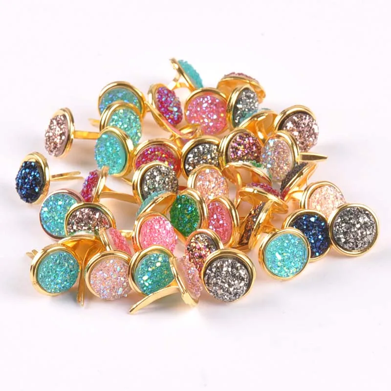

15PCs mix Pattern golden Diy Brads Scrapbooking Embellishment Fastener Brad Metal Crafts Decoration 13x13mm cp2262