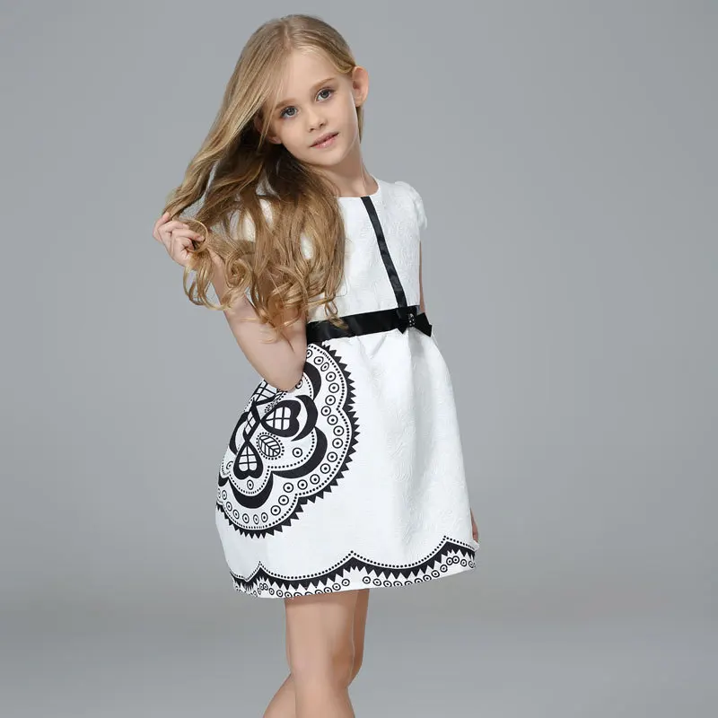 AiLe Rabbit/брендовые летние платья для девочек; модная жаккардовая детская одежда высокого качества с геометрическим узором