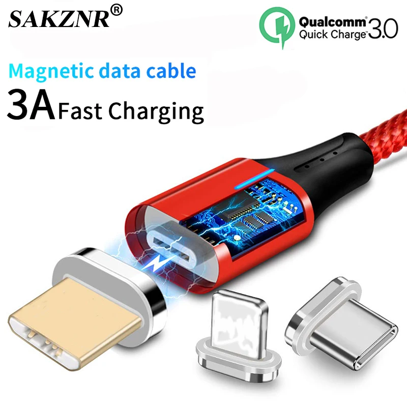 

3A Magnetic Cable Micro usb Type C Fast Charging Microusb Type-C Magnet Charger For iphone Xs MAX X XR 7 Xiaomi Usb-c Data Cable