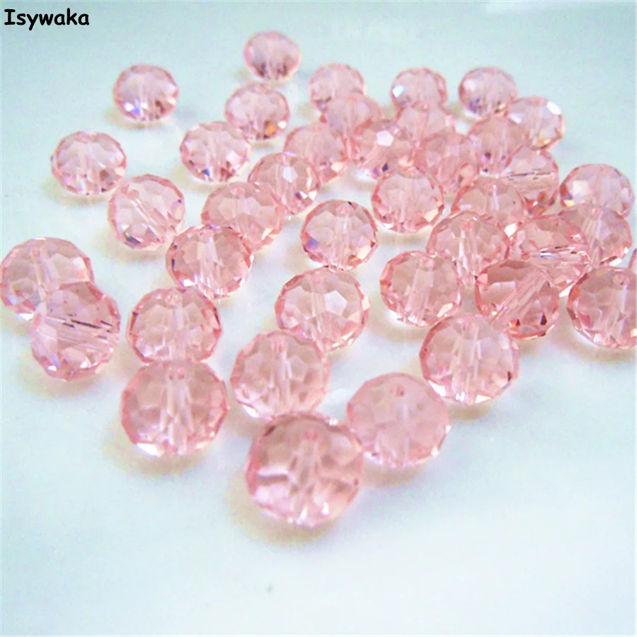 Розовые граненые стеклянные шарики Isywaka 8*10 мм 70 шт.|beads loose|crystal glass beadsround beads |