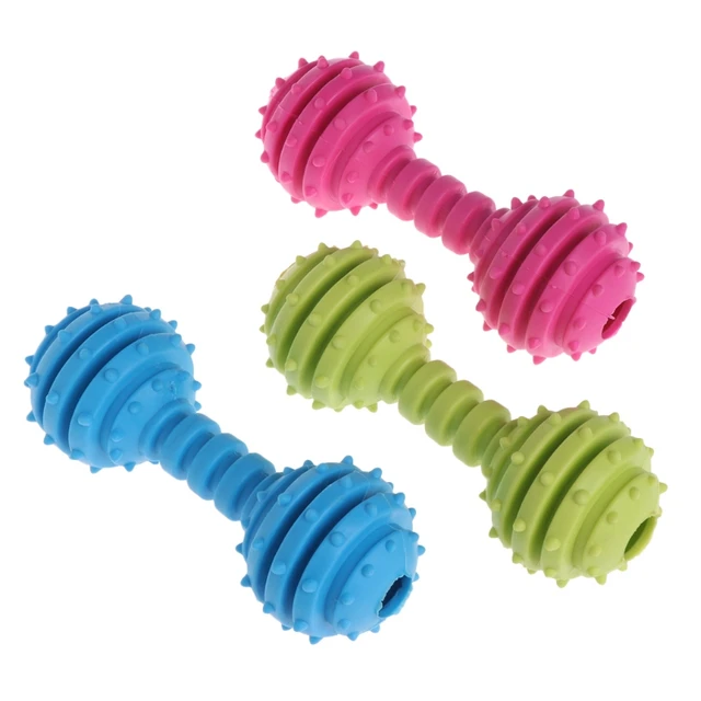 OOTDTY 12*4.5cm Barbell Pet Toy TPR Barbell Barbed Chew Bite Resistance