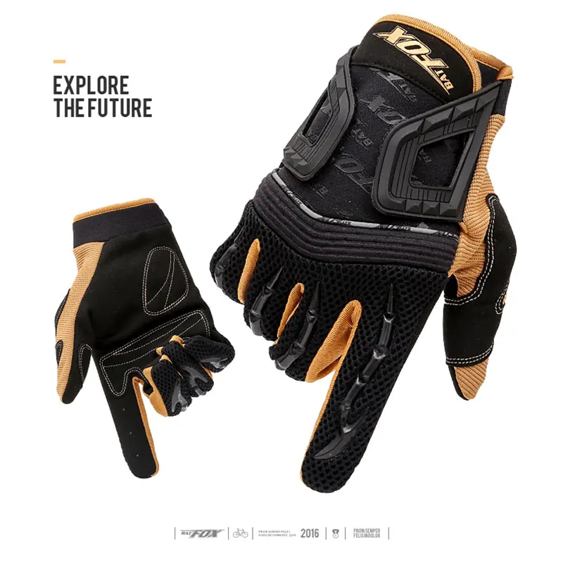 BATFOX Cycling Gloves Full Finger Anti Slip Motorcycle Gloves MTB Road Bike Bicycle Winter Gloves Bicycle Glove For Men Woman - Цвет: F-557-gold