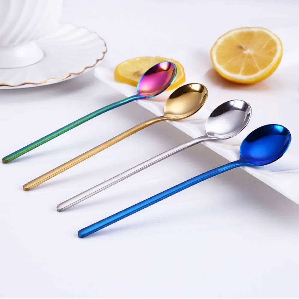

Coffee spoonful titanium stainless steel ice spoon thick long-handled dessert spoon stirring spoon 020
