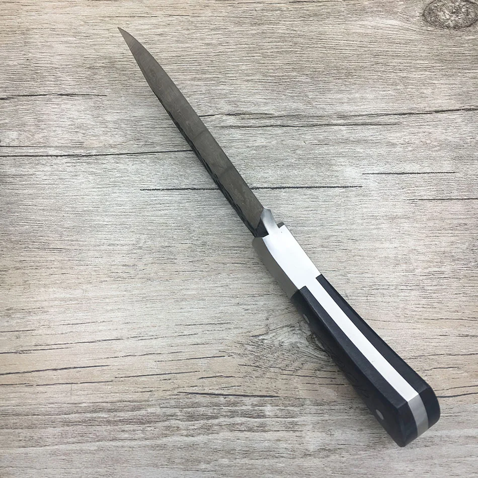 Ручная работа кованая Дамасская сталь шаблон охотничий нож фиксированный нож ebony Ручка первый слой упаковки
