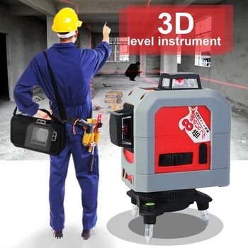 

3D Red Line Laser level IR Leveler Self-leveling Super Powerful Laser 360 Degree Horizontal and Vertical Leveling Practical Tool