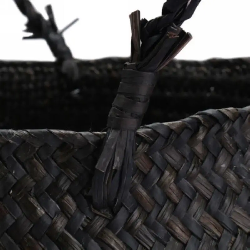 1pc Rattan Basket Black Seagrass Belly Basket Mayitr Laundry Storage Holder Multi Funtional Baskets Home Decoration