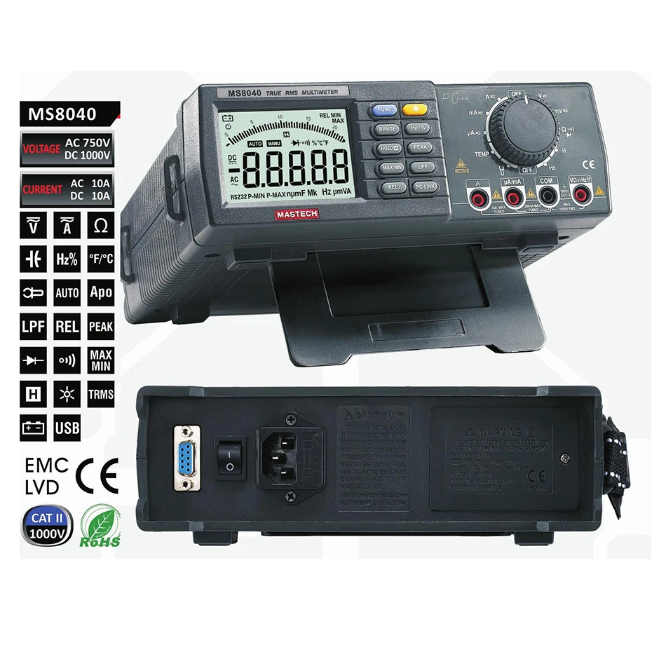 MASTECH MS8050 MS8040 Графы VFD Дисплей автоматический выбор диапазона Bench верхний
