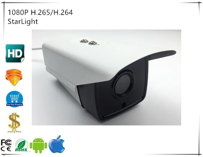 

IP Bullet Camera Sony IMX307+3516E StarLight Low illumination 4 Array LEDs IRC 1080P H.265/H.264 ONVIF CMS XMEYE P2P Mobile