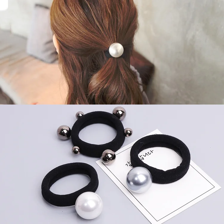 

1pcs Girls Large Size Pearl Elastic Hair Rubber Bands Hair Accessories Gum For Women Ties Hair Ring Rope Ponytail Holder