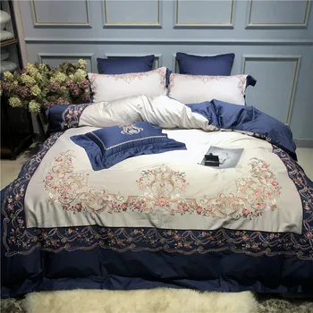 

New 4Pcs Oriental Embroidery Luxury Bedding Sets King/Queen Size Bed set Egyptian cotton Bed Spread Duvet Cover /Pillowcases