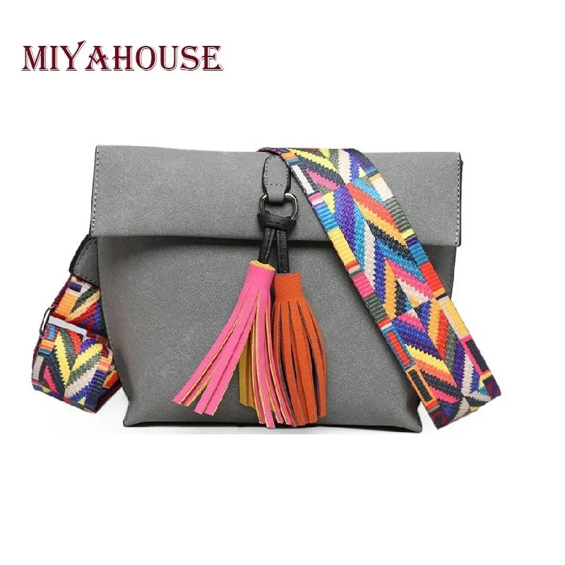 Prix pour Miyahouse Femmes Gommage En Cuir Conception Bandoulière Sac Filles Avec Gland Bracelet Coloré Épaule Sac Femelle Petit Rabat Sac À Main Prix pour Miyahouse Femmes Gommage En Cuir Conception Bandoulière Sac Filles Avec Gland Bracelet Coloré Épaule Sac Femelle Petit Rabat Sac À Main