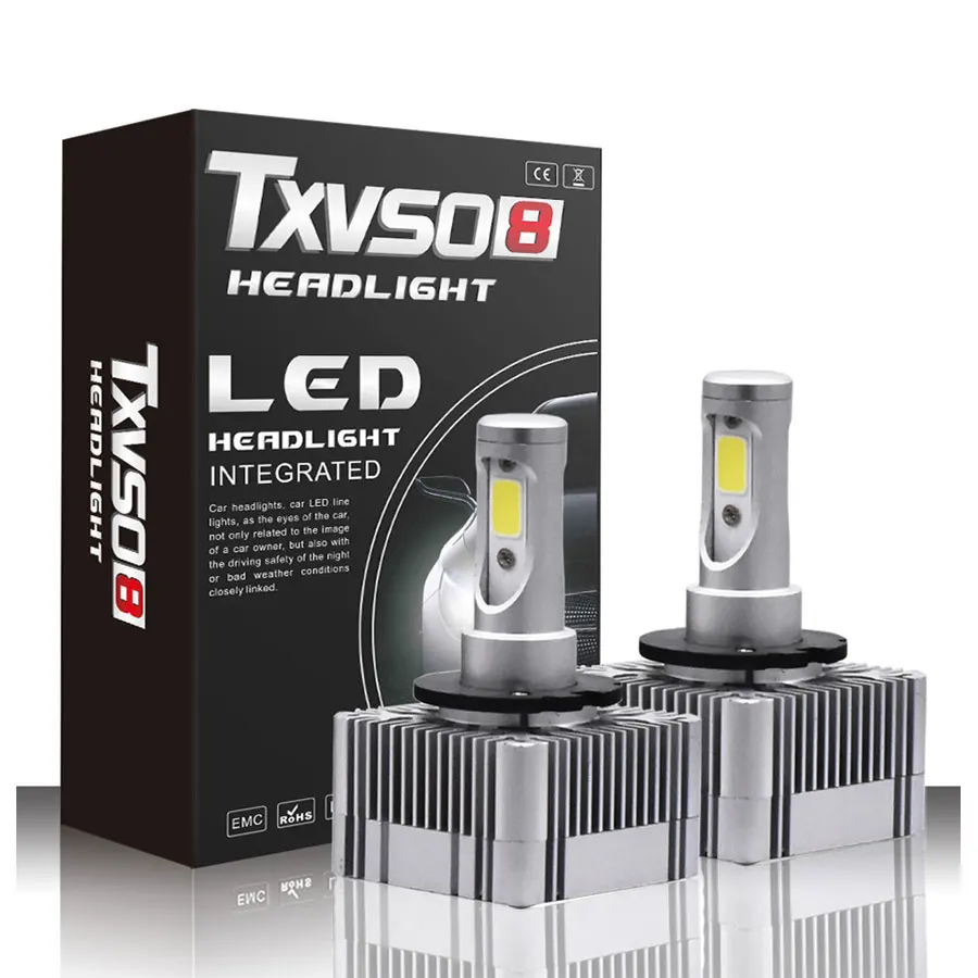 TXVSO8 led D1S/D3S противотуманных фар наборы ламп флип УДАРА фишек 55 W 20000LM белый 6000 K Авто lampadine H7 светодиодные фары лампы H4 налобный фонарь - Испускаемый цвет: 1Pair