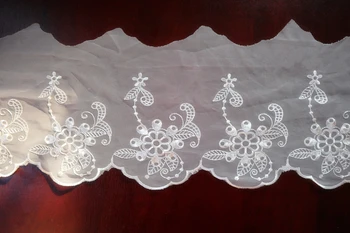 

14 yards black ivory lace fabric by the yard, ivory white embroidered lace fabrics